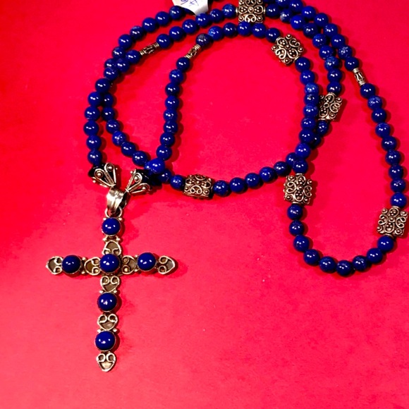 30” Sterling Lapis Necklace